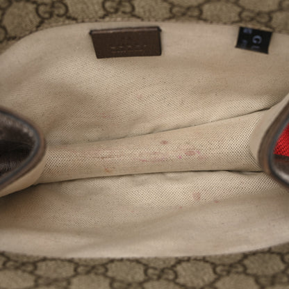 Gucci GG Supreme Monogram Web Small Neo Vintage Double Flap Messenger Bag Beige New Acero 5 of 13