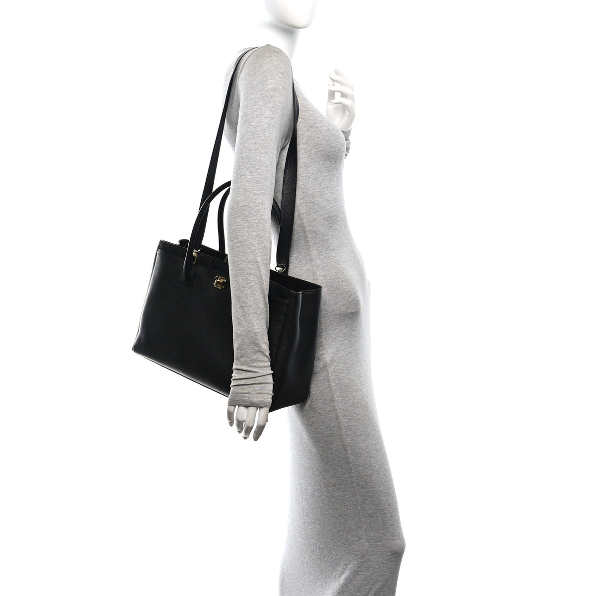 Chanel Calfskin Cerf Executive Shopper Tote Black 2 of 10