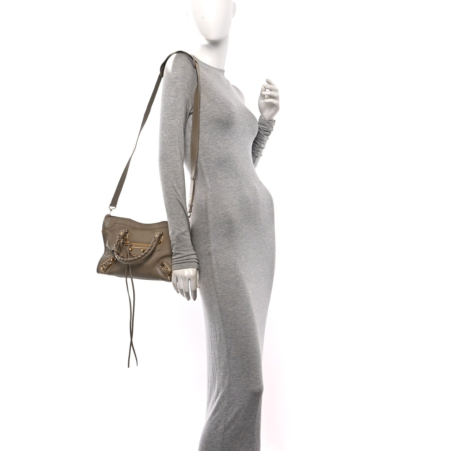 Chevre Gold Metallic Edge Hardware S City Beige Latte