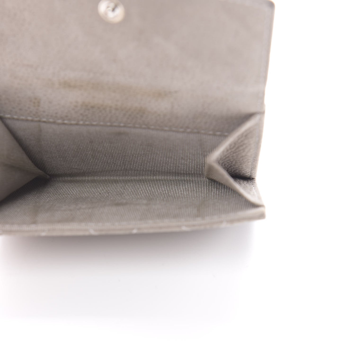 Iridescent Caviar Quilted Compact French Flap Wallet Grey