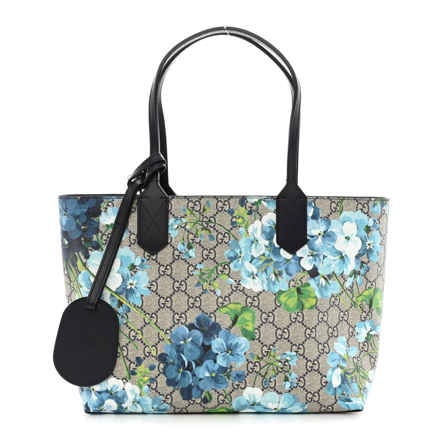 GG Supreme Monogram Blooms Small Reversible Tote Beige Blue Navy