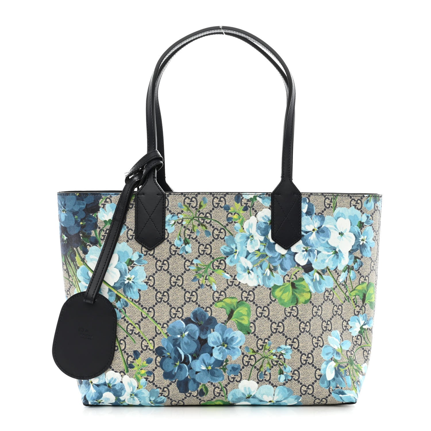 Gucci GG Supreme Monogram Blooms Small Reversible Tote Beige Blue Navy 1 of 17