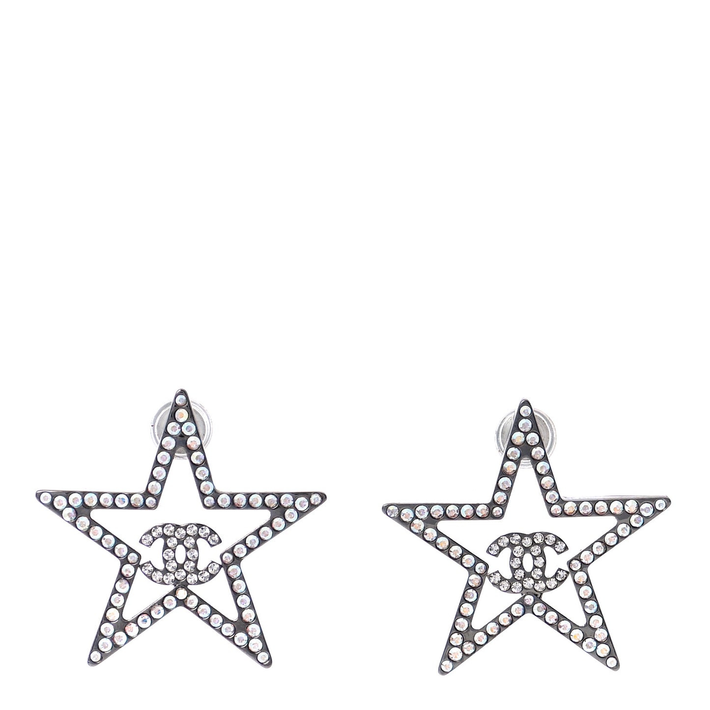 Ruthenium Crystal Star CC Earrings Iridescent Pink