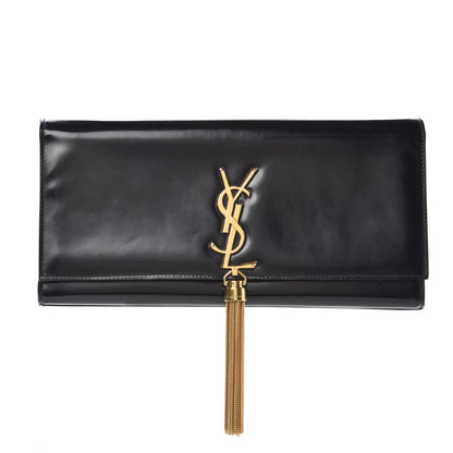 Saint Laurent Patent Cassandre Tassel Clutch Black 1 of 14
