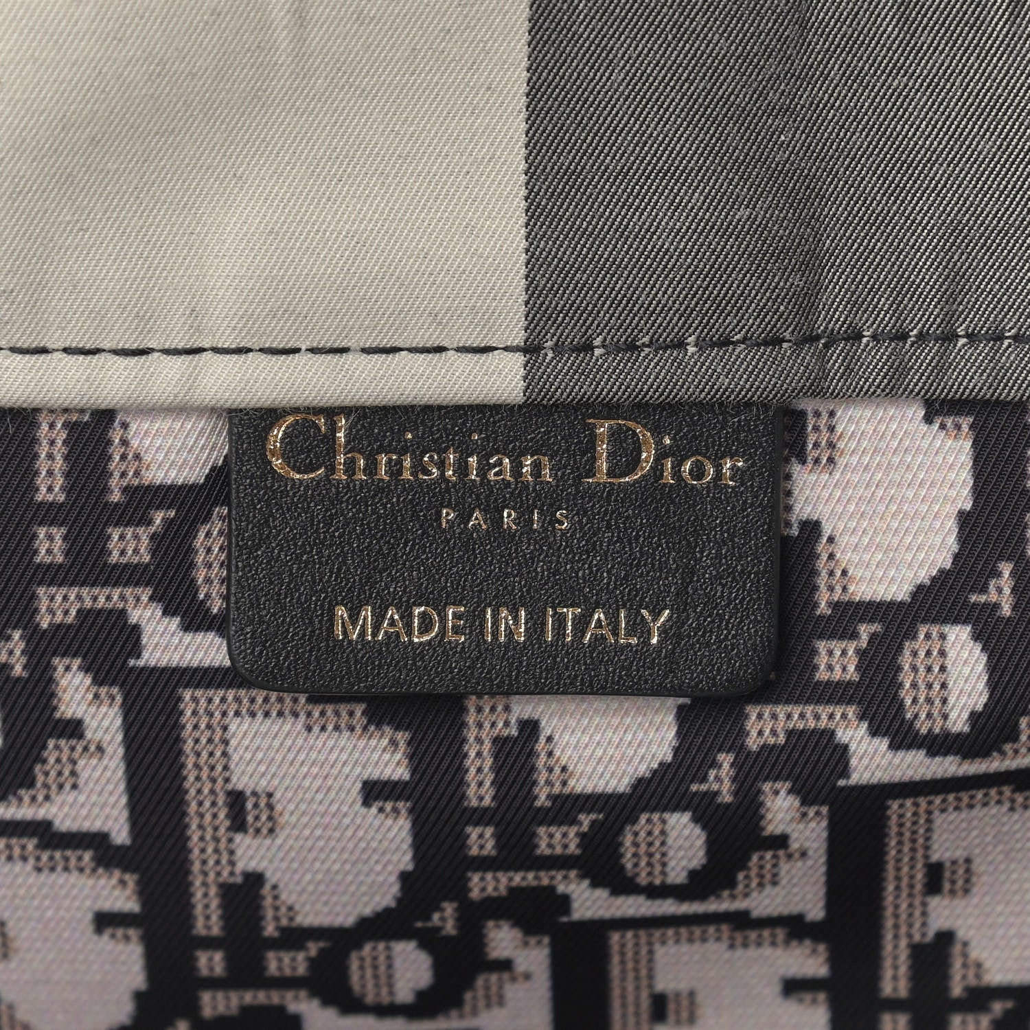 Christian Dior Canvas Checkered Book Tote Black White 5 of 8