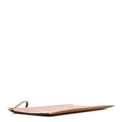 Fendi Vitello King Logo Embossed Large Flat Pouch Cuoio 3 of 6