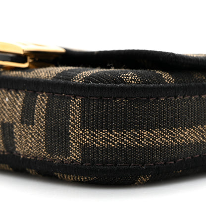 Fendi Fabric Jacquard FF 1974 Nano Baguette Charm Tobacco Moro Black 9 of 10