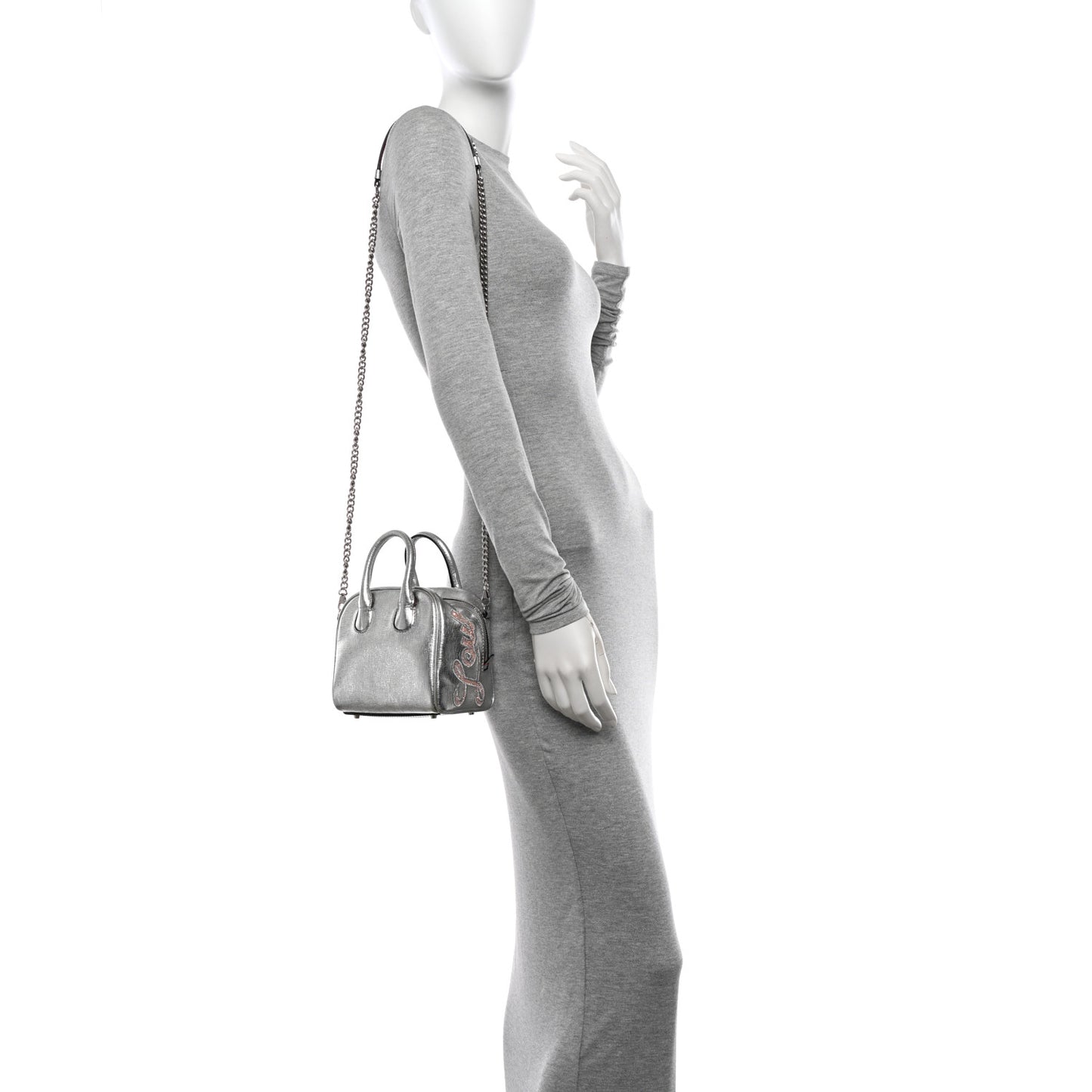 Calfskin Paris Nano Collage Marie Jane Tote Silver