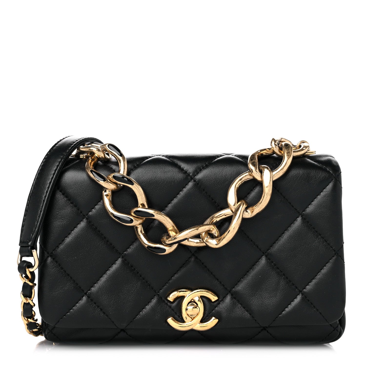 Chanel Lambskin Quilted Small Color Match Flap Black 1 of 13
