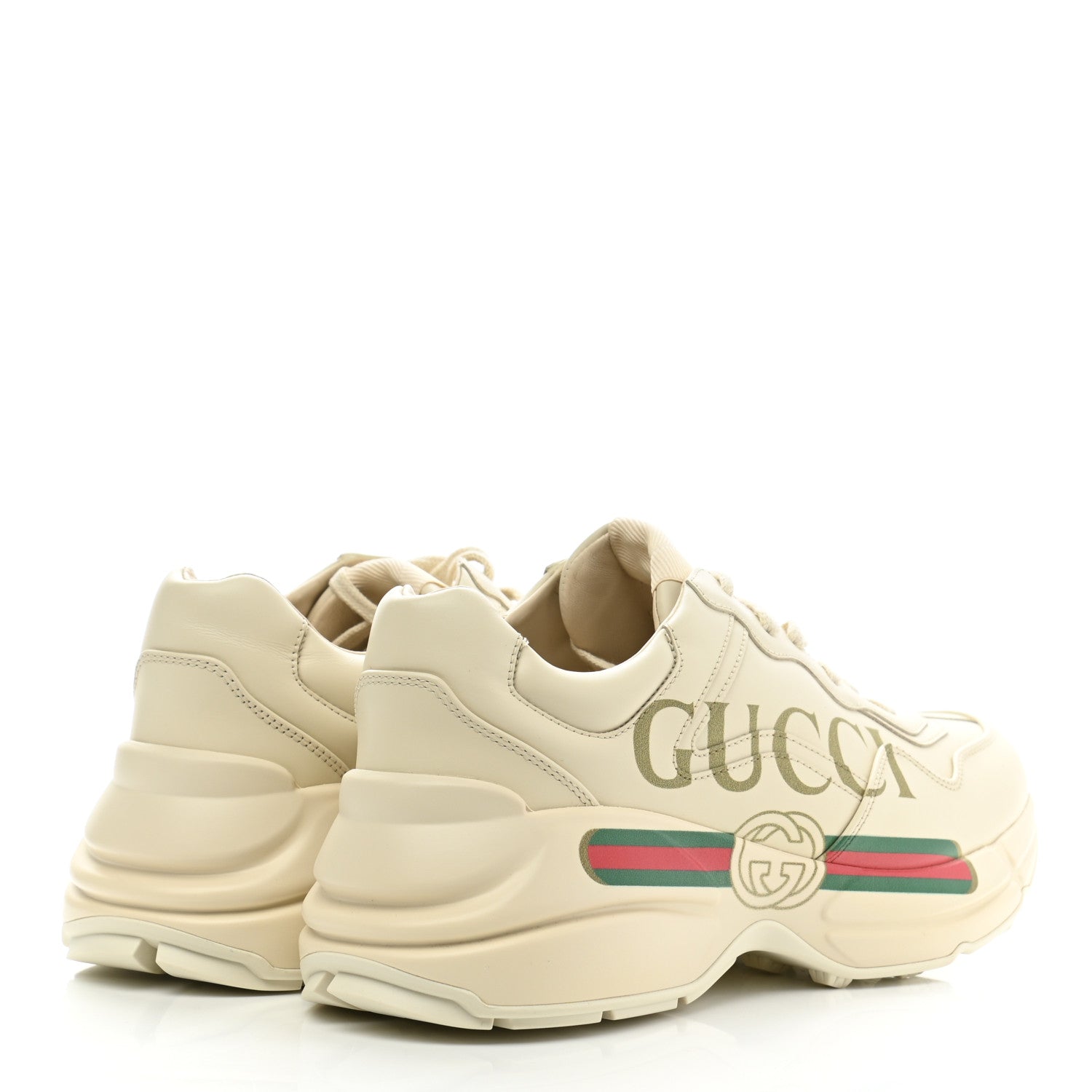 Gucci Calfskin Logo Womens Rhyton Sneakers 39 Ivory 4 of 10
