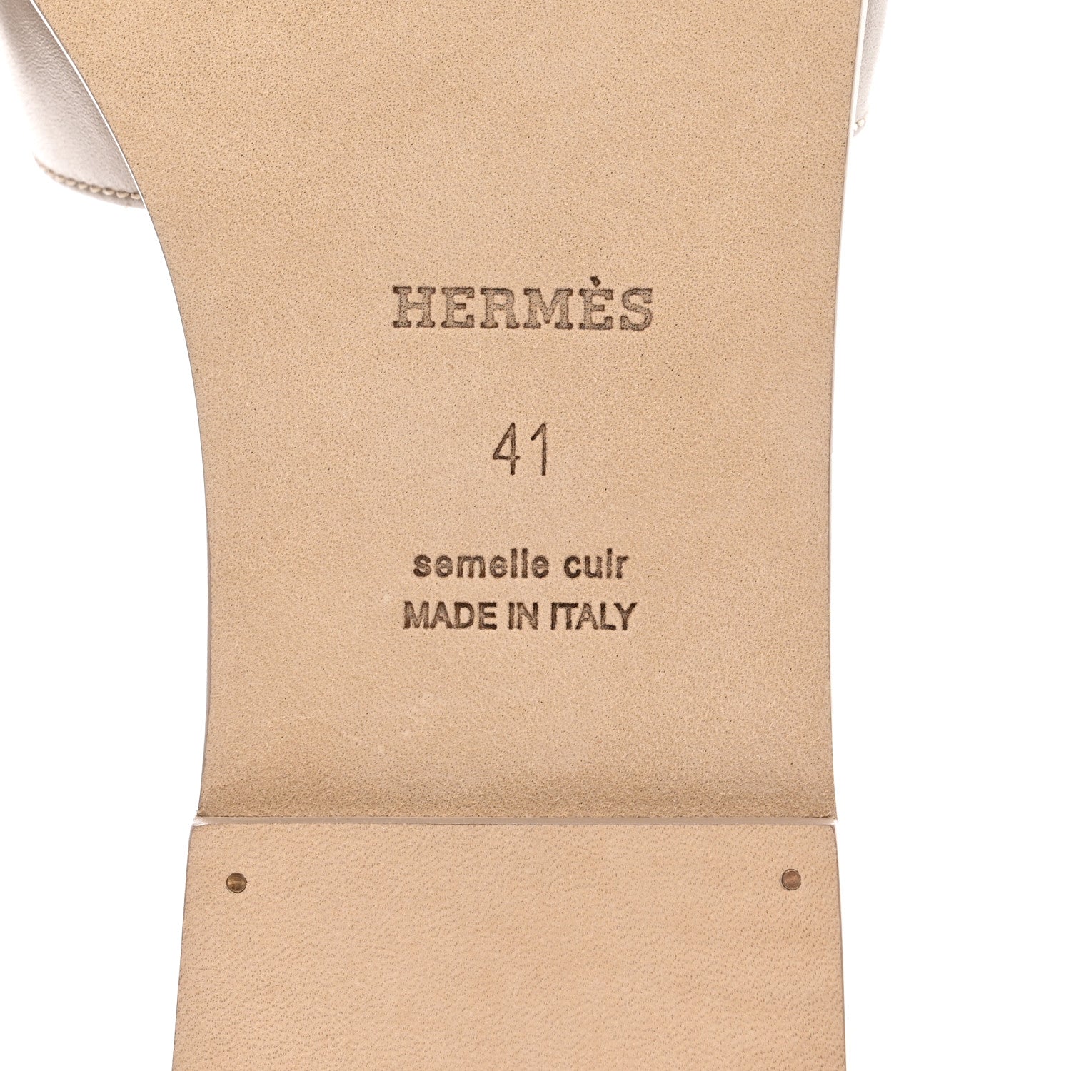 Hermes Box Calfskin Oran Sandals 41 Beige Mastic 6 of 9
