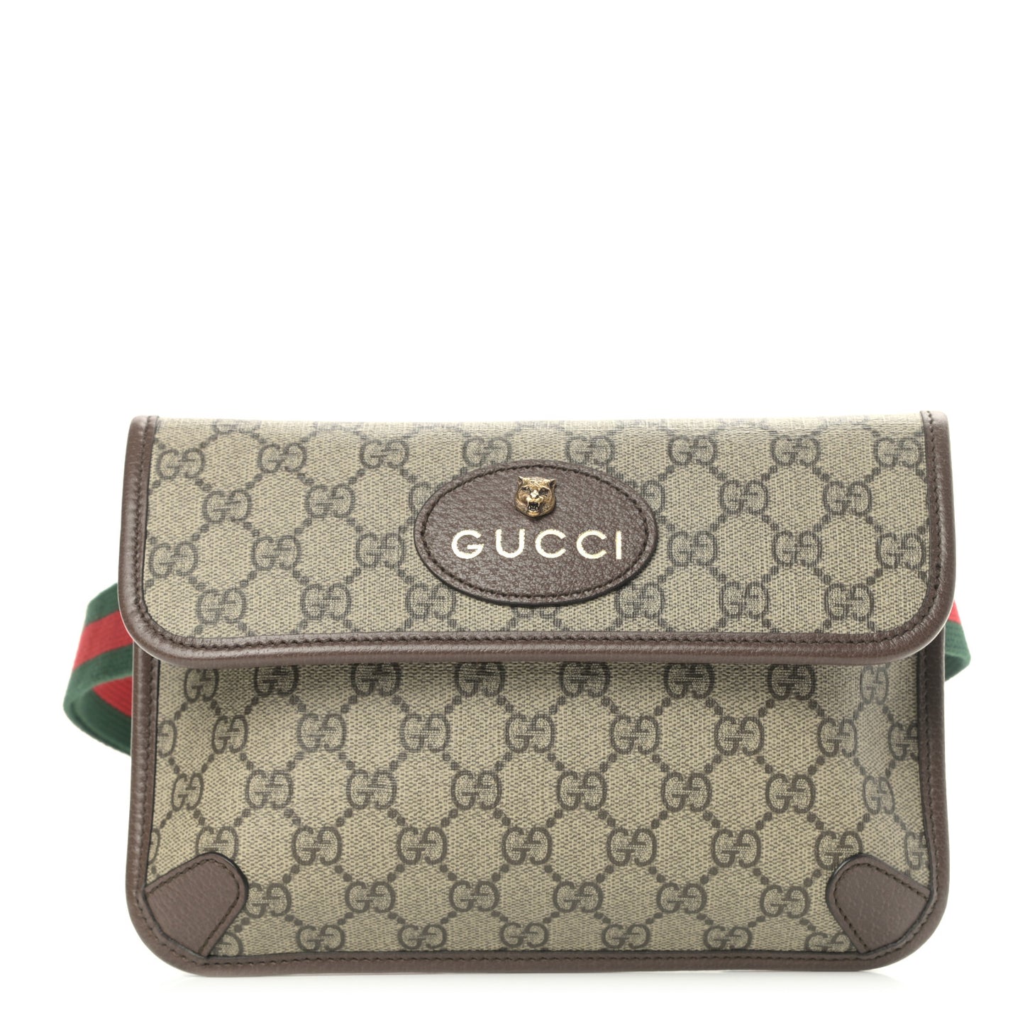 GG Supreme Monogram Neo Vintage Web Belt Bag Brown