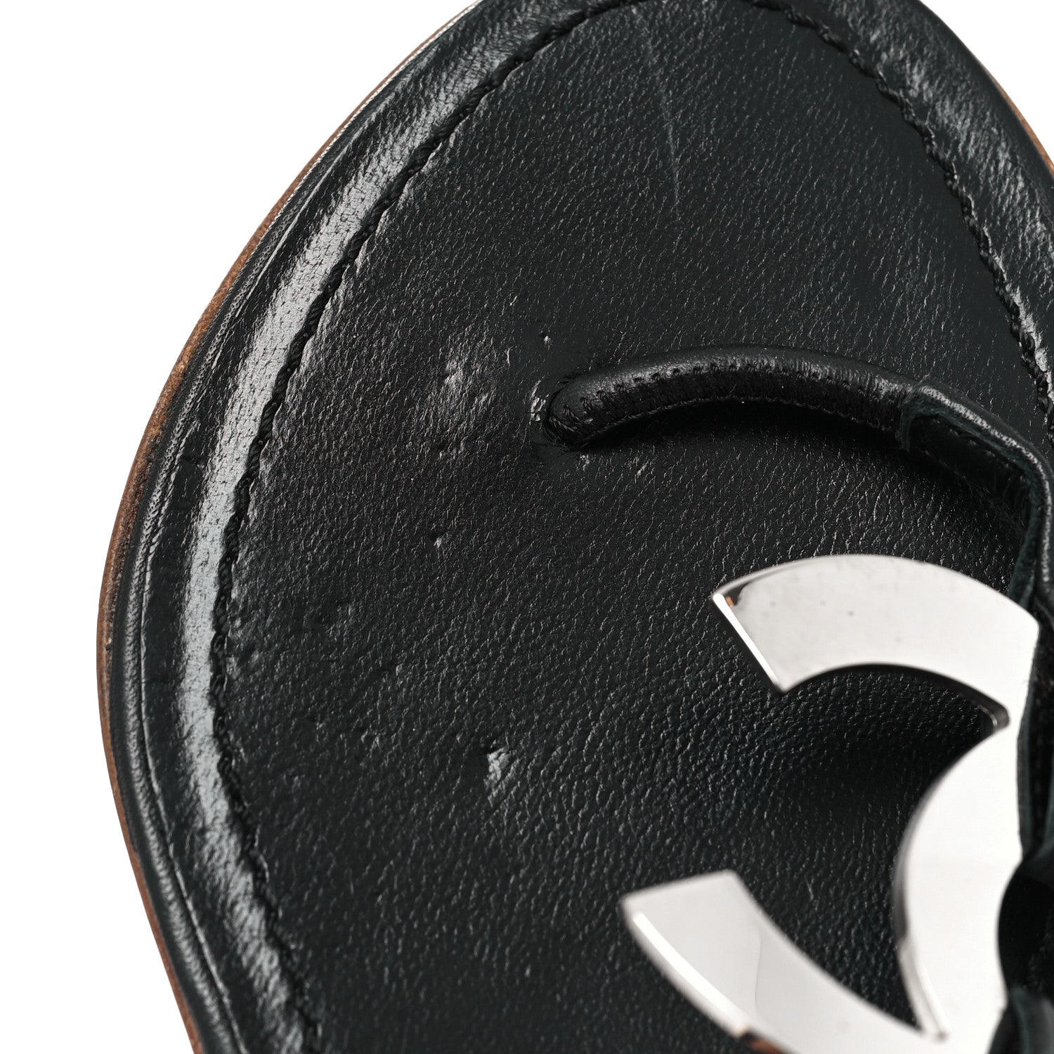 Chanel Calfskin CC Thong Sandals 36 Black 8 of 8