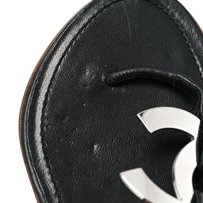 Chanel Calfskin CC Thong Sandals 36 Black 8 of 8