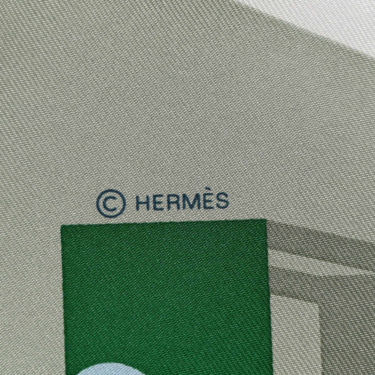 Hermes Silk Figures Libres Scarf 90 White Vert Amande Ciel 4 of 5