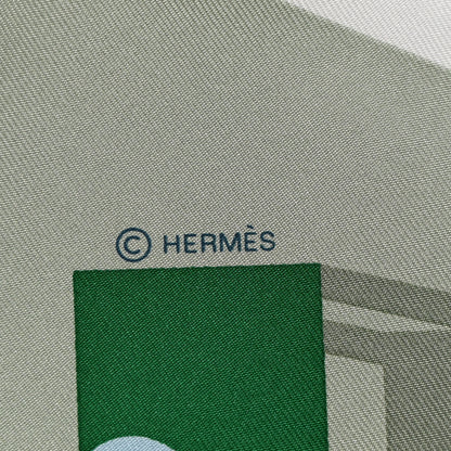 Hermes Silk Figures Libres Scarf 90 White Vert Amande Ciel 4 of 5