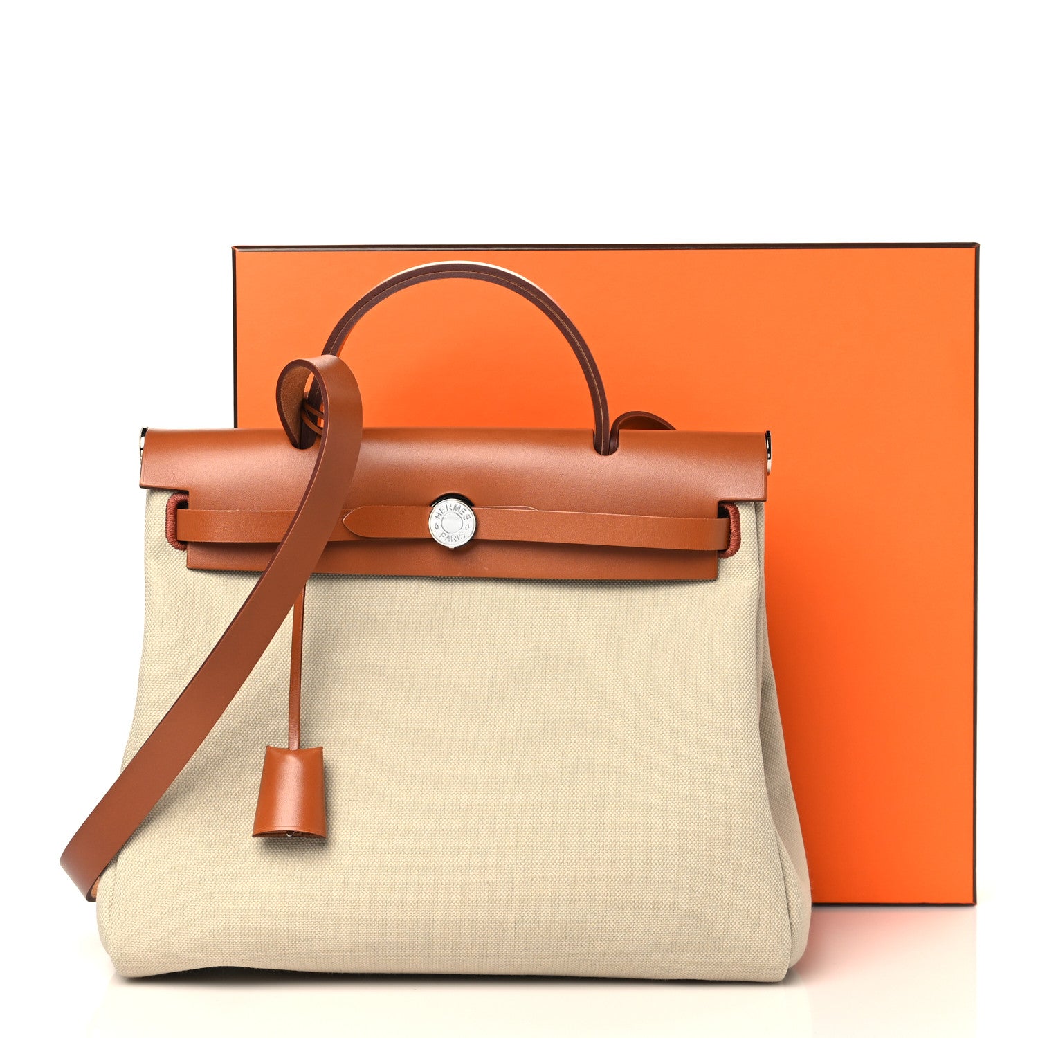 Hermes Vache Hunter Criss Viking Herbag Zip Retourne 31 PM Ecru Beige Naturel 11 of 11