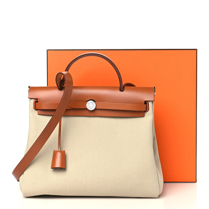 Hermes Vache Hunter Criss Viking Herbag Zip Retourne 31 PM Ecru Beige Naturel 11 of 11