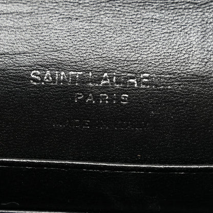 Saint Laurent Calfskin Lambskin Snakeskin Embossed Small Monogram Envelope Wallet Black White 6 of 9