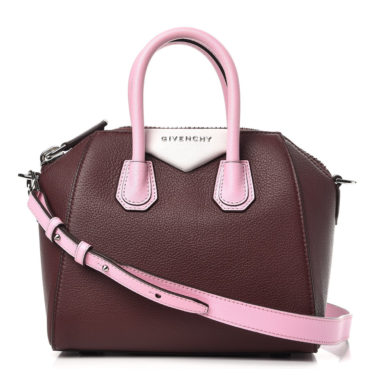 Sugar Goatskin Mini Tri-Color Antigona Burgundy Pink White