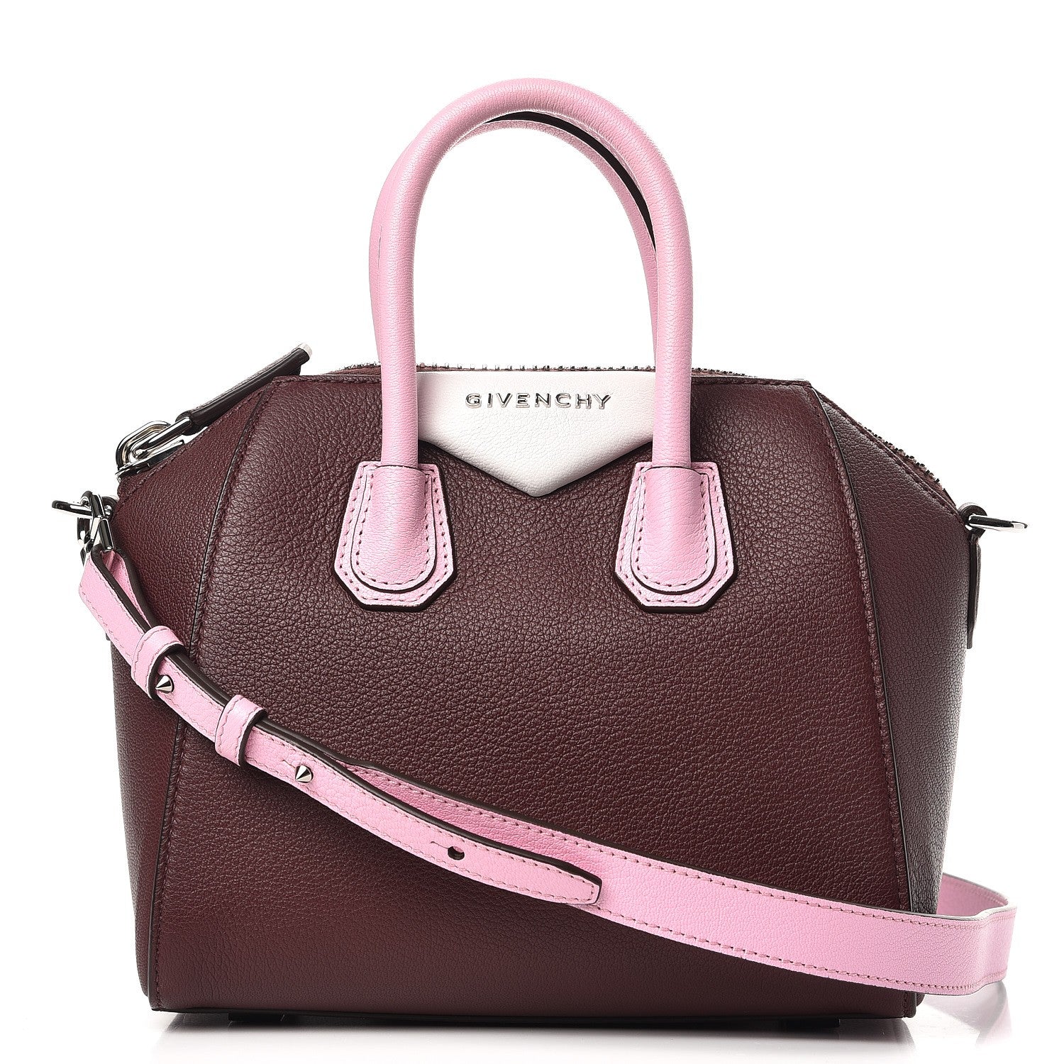 Givenchy Sugar Goatskin Mini Tri-Color Antigona Burgundy Pink White 1 of 8