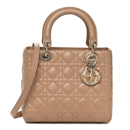 Christian Dior Lambskin Cannage Medium Lady Dior Beige 1 of 12