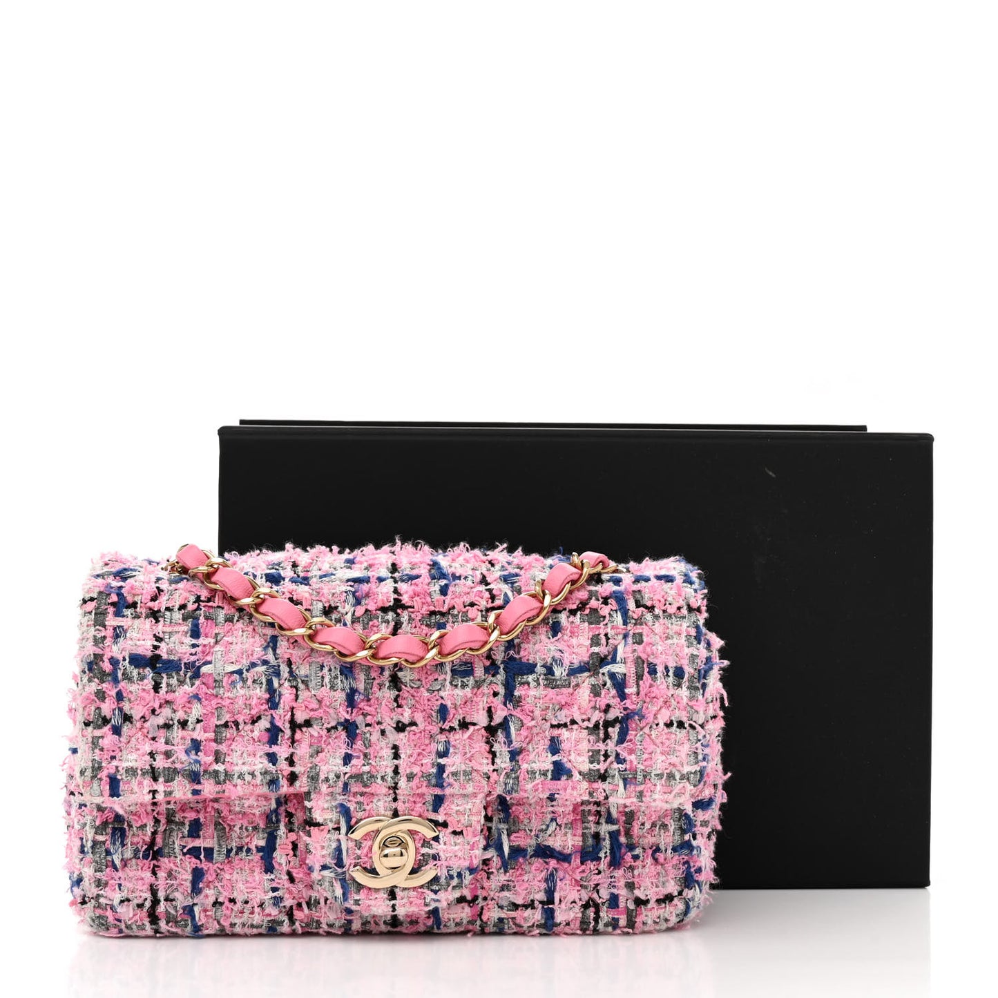 Tweed Quilted Mini Rectangular Flap Pink Multicolor