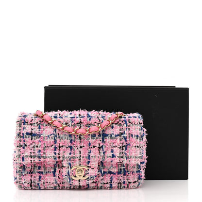 Chanel Tweed Quilted Mini Rectangular Flap Pink Multicolor 11 of 11