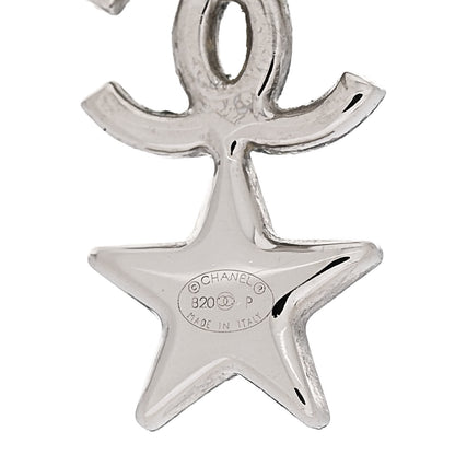 Chanel Crystal CC Star Earrings Silver Green 4 of 4