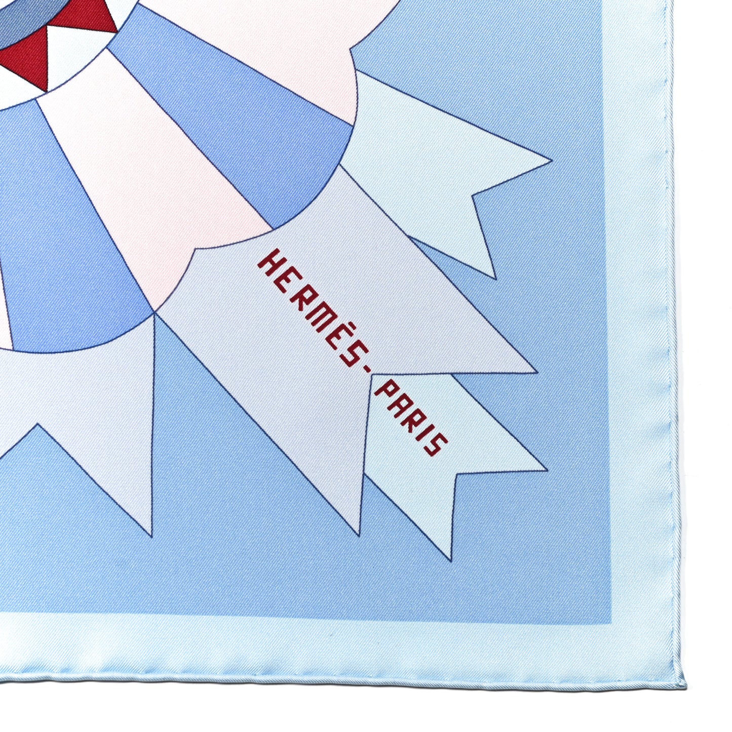 Silk Cheval de Fette Scarf 90 Bleu Ciel Vert Rose