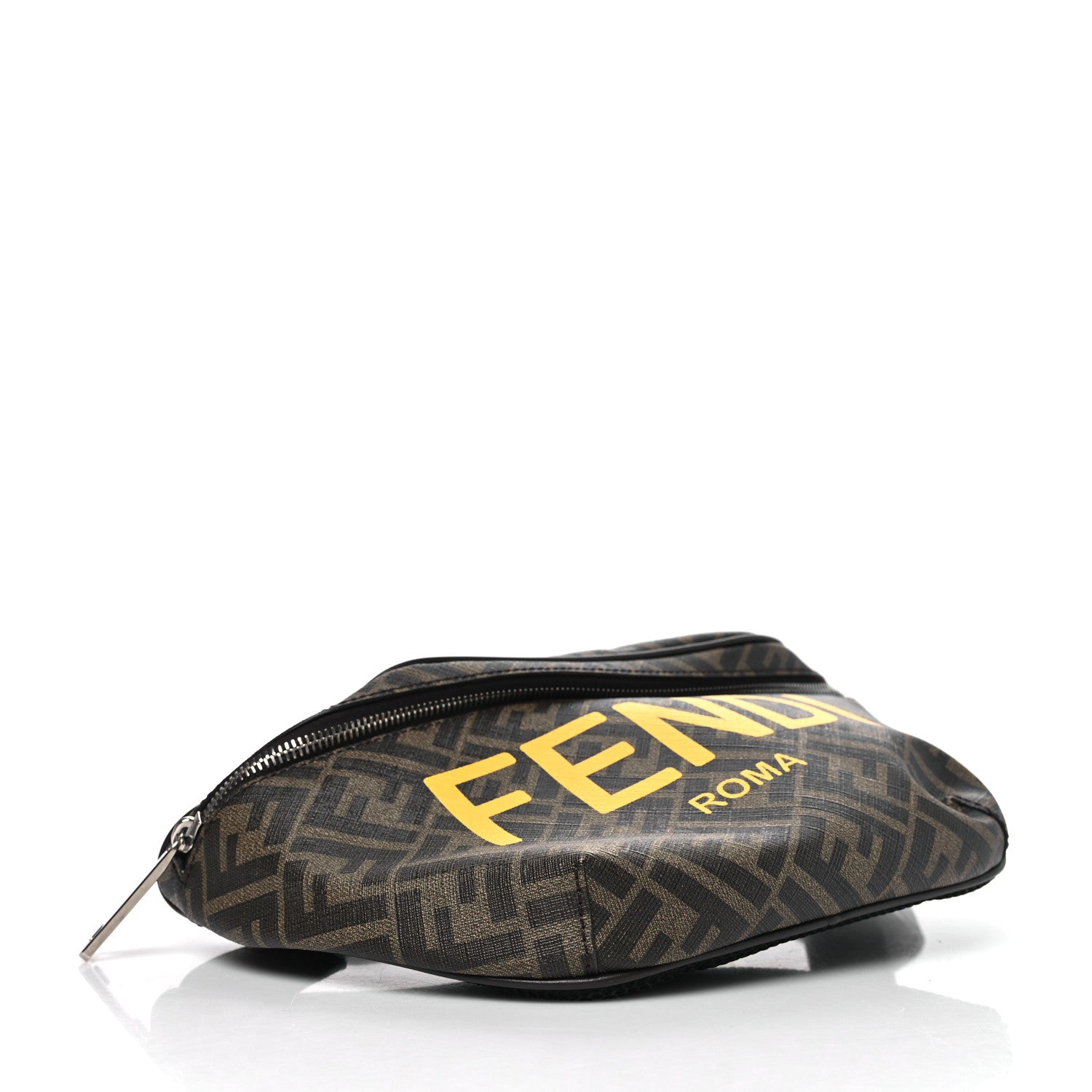 Fendi Shiny Glazed Fabric Vitello Cover FF 1974 Logo Belt Bag