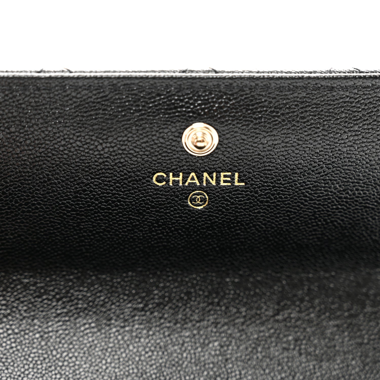 Chanel Caviar Quilted Studded CC Large Gusset Flap Wallet Black 6 of 9