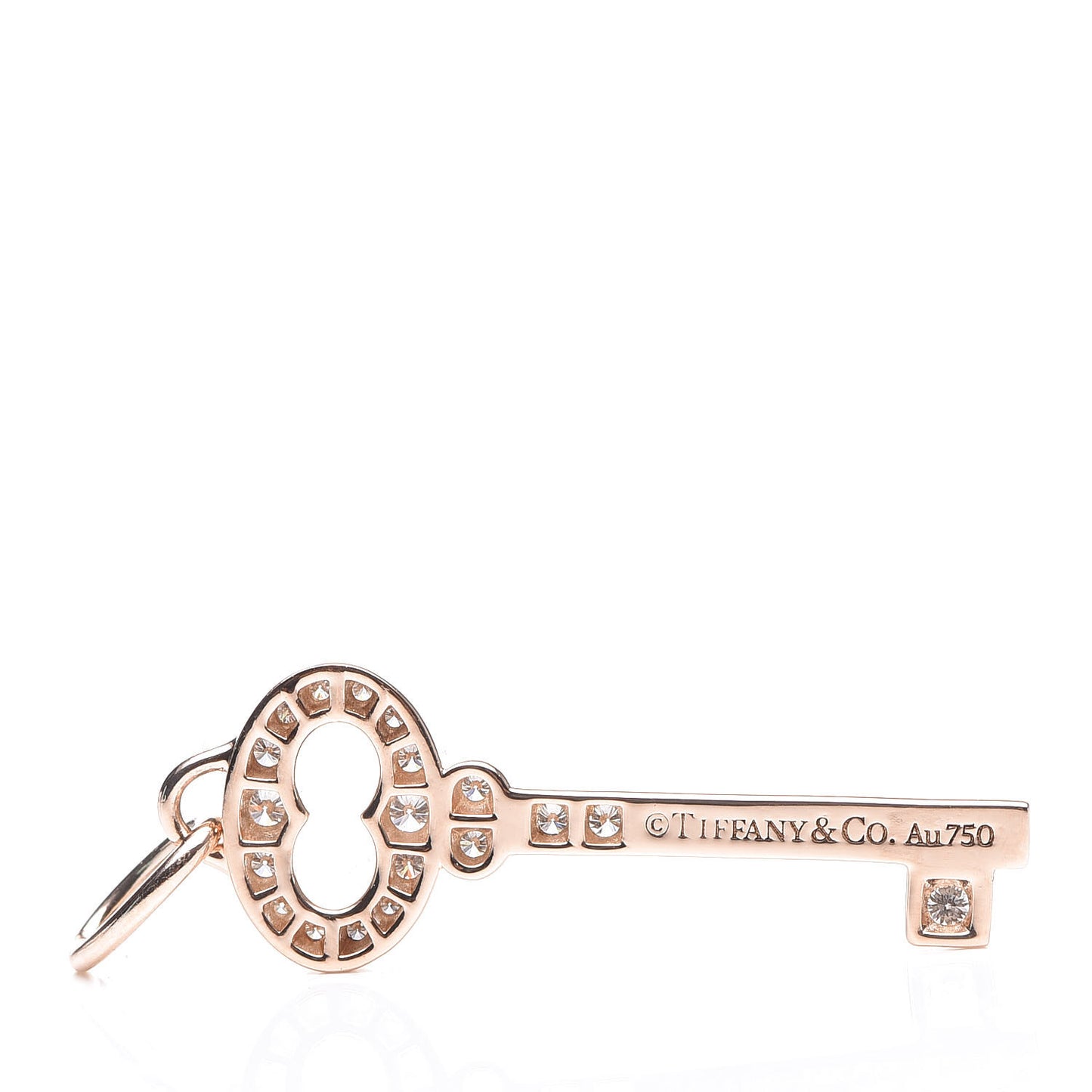 18K Rose Gold Diamond Mini Vintage Oval Key Pendant