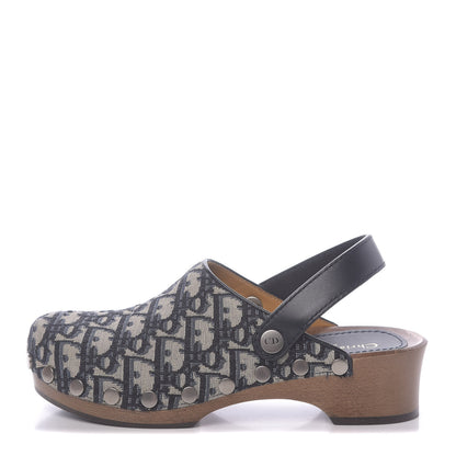 Christian Dior Canvas Oblique Diorquake 20mm Slingback Clogs 36 Deep Blue 1 of 8