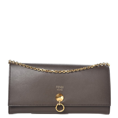 Fendi Vitello Liberty Century Lucido By The Way Continental Wallet On Chain Carbone 1 of 8