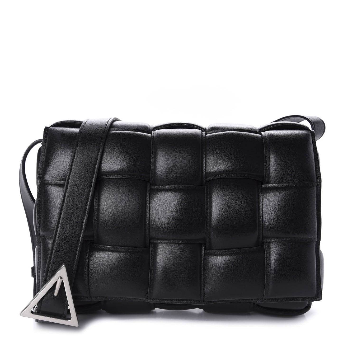 Nappa Maxi Intreccio Padded Cassette Crossbody Bag Black