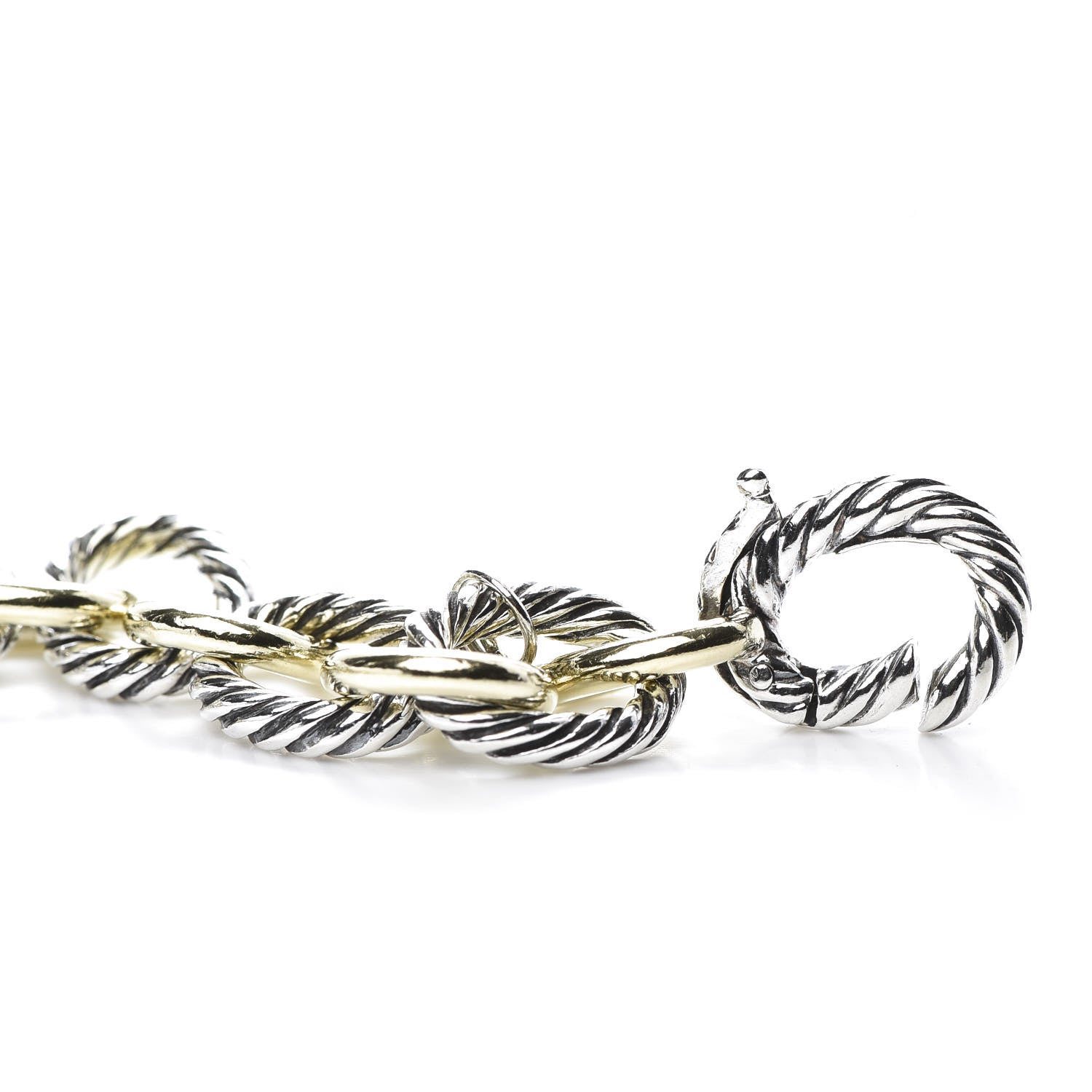 David Yurman Sterling Silver 18K Yellow Gold 12mm Large Oval Link Bracelet 6 of 6