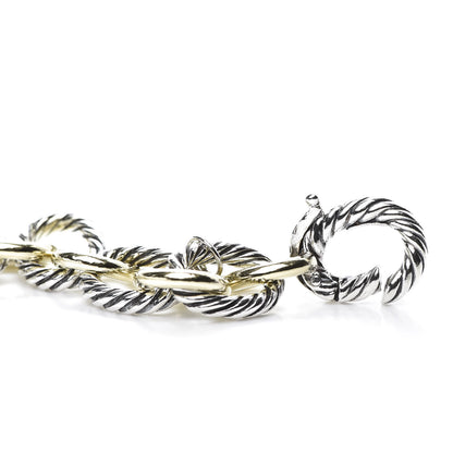 David Yurman Sterling Silver 18K Yellow Gold 12mm Large Oval Link Bracelet 6 of 6