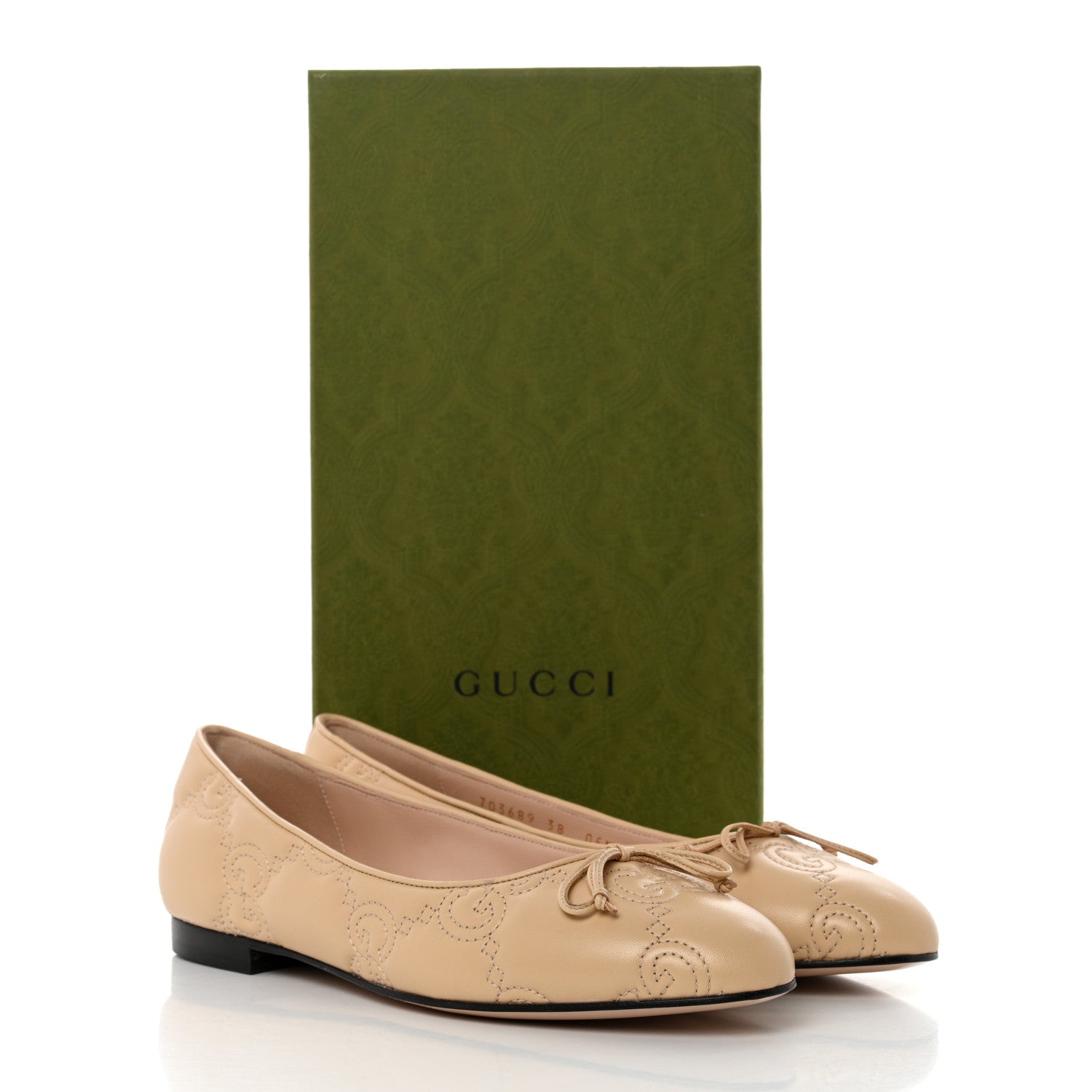 Gucci Nappa GG Matelasse Jolie Ballet Flats 38 Naturale 9 of 9