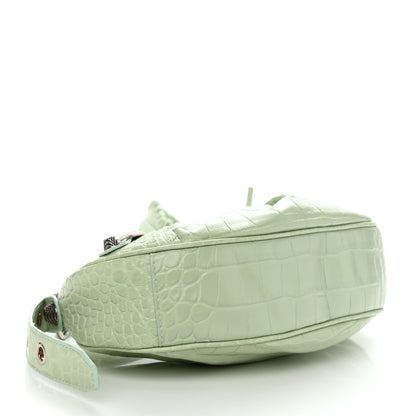 Balenciaga Extra Supple Calfskin Crocodile Embossed Le Cagole Shoulder Bag XS Light Green 4 of 10