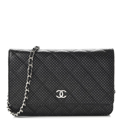 Chanel Perforated Lambskin Quilted Wallet On Chain WOC Black 1 of 11