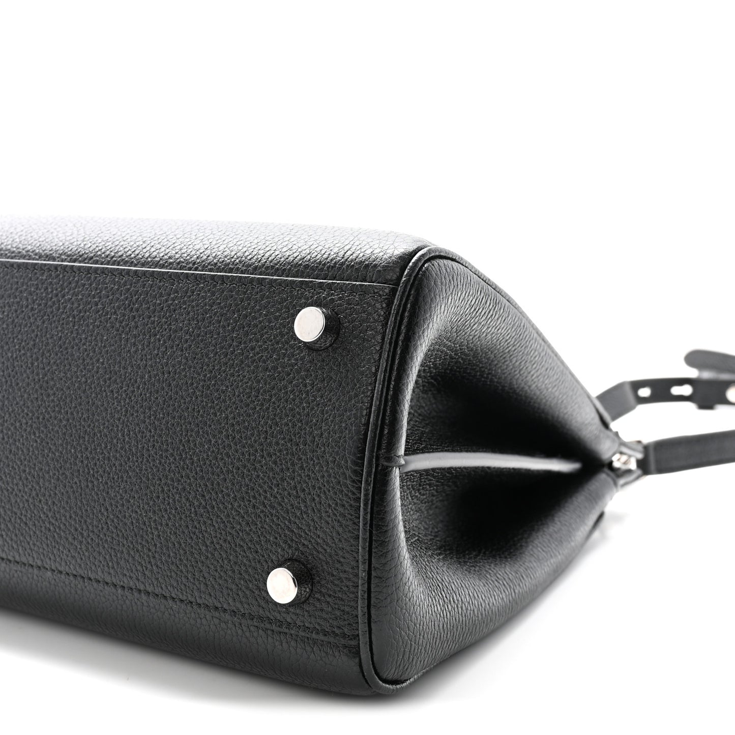 Grainy Calfskin Small Zumi Top Handle Bag Black
