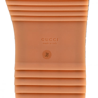 Gucci Canvas Lame GG Monogram Angelina Platform 55mm Slide Sandals 38 Blue Silver 6 of 9