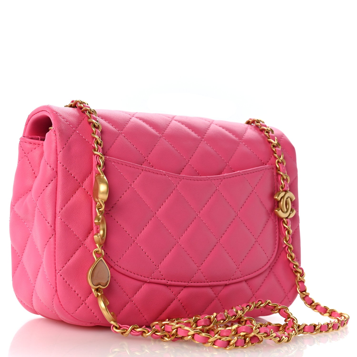 Chanel Lambskin Enamel Quilted Small Coco Hearts Flap Pink 3 of 12
