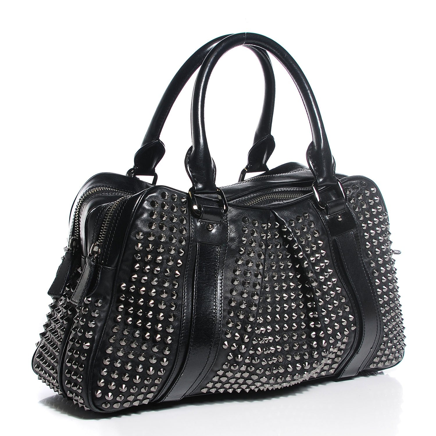 Burberry Prorsum Calfskin Studded Knight Satchel Black 3 of 10