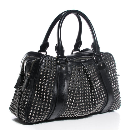 Burberry Prorsum Calfskin Studded Knight Satchel Black 3 of 10