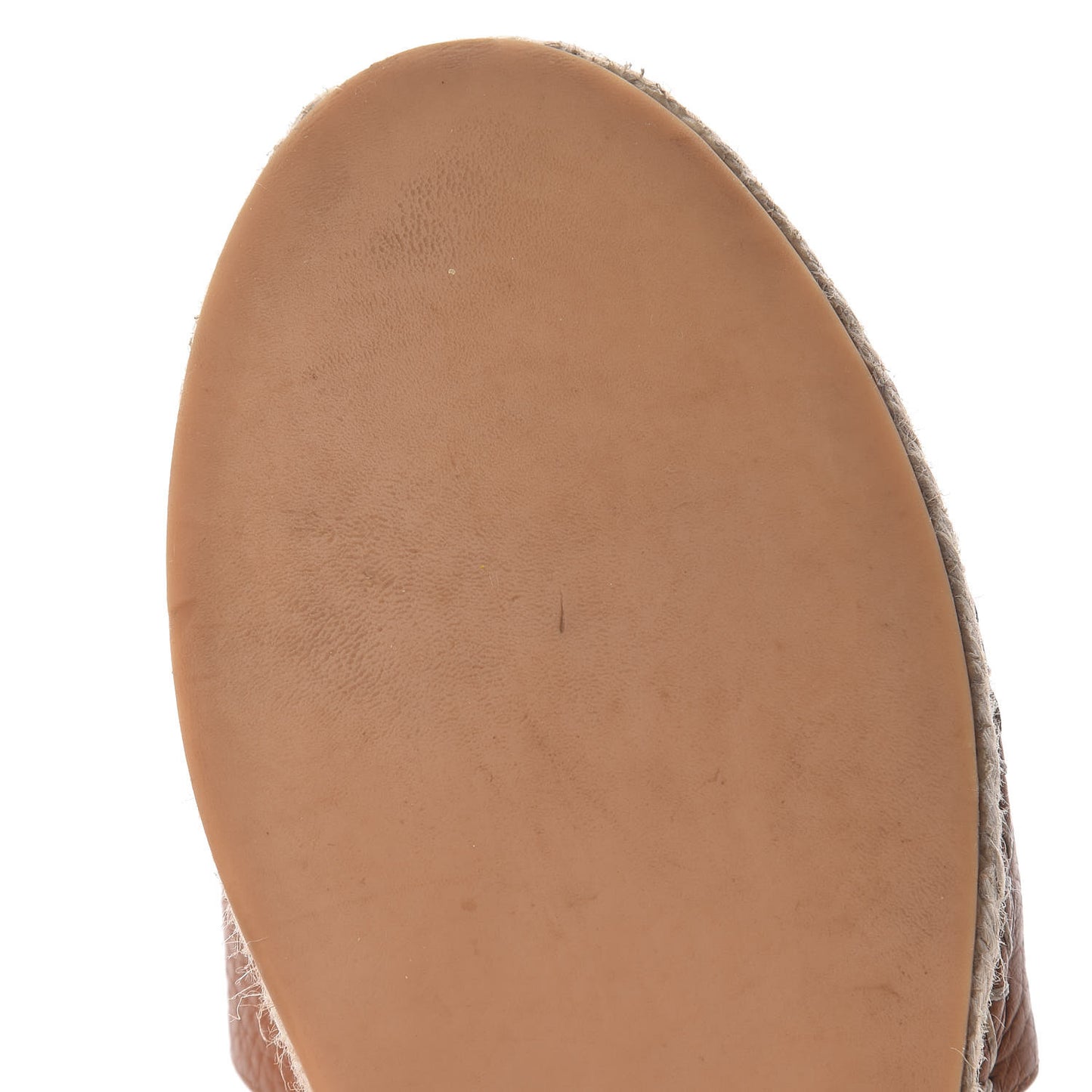 Grained Calfskin Rockstud Ankle Wrap Espadrille Flats 38 Cognac