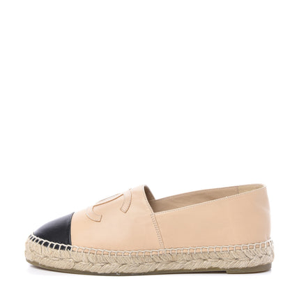 Chanel Lambskin CC Espadrilles 38 Beige Black 1 of 11