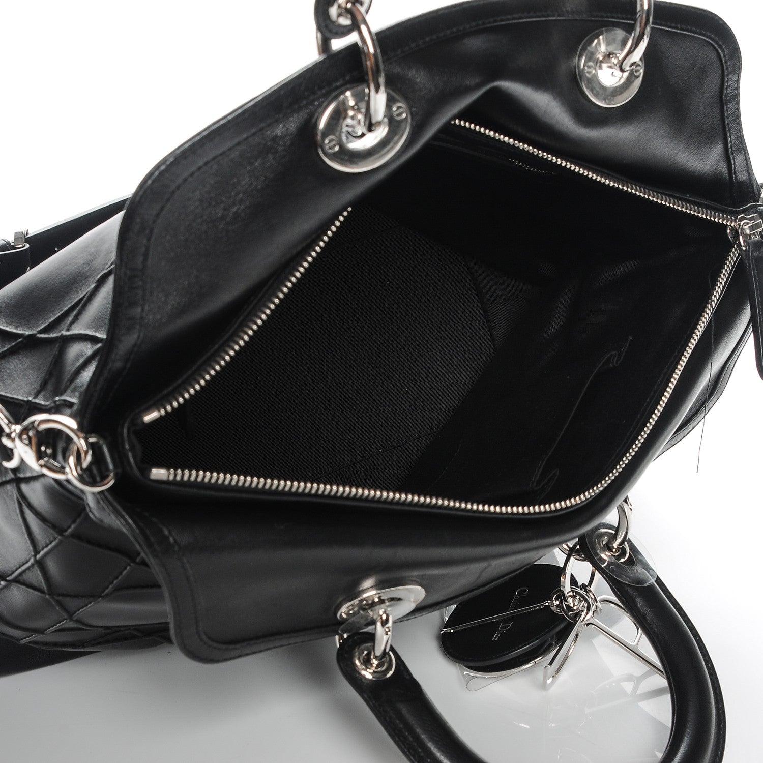 Christian Dior Lambskin Cannage Medium Granville Tote Black 5 of 8