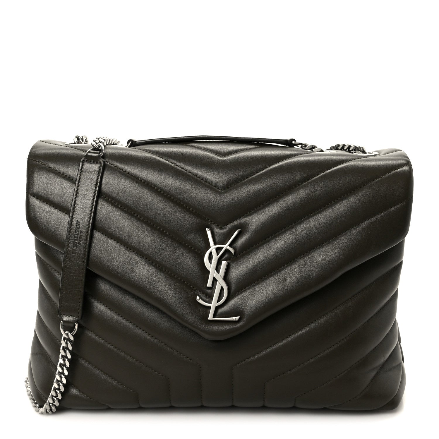 Saint Laurent Calfskin Y Quilted Monogram Medium Loulou Chain Satchel Kaki Fonce 1 of 11